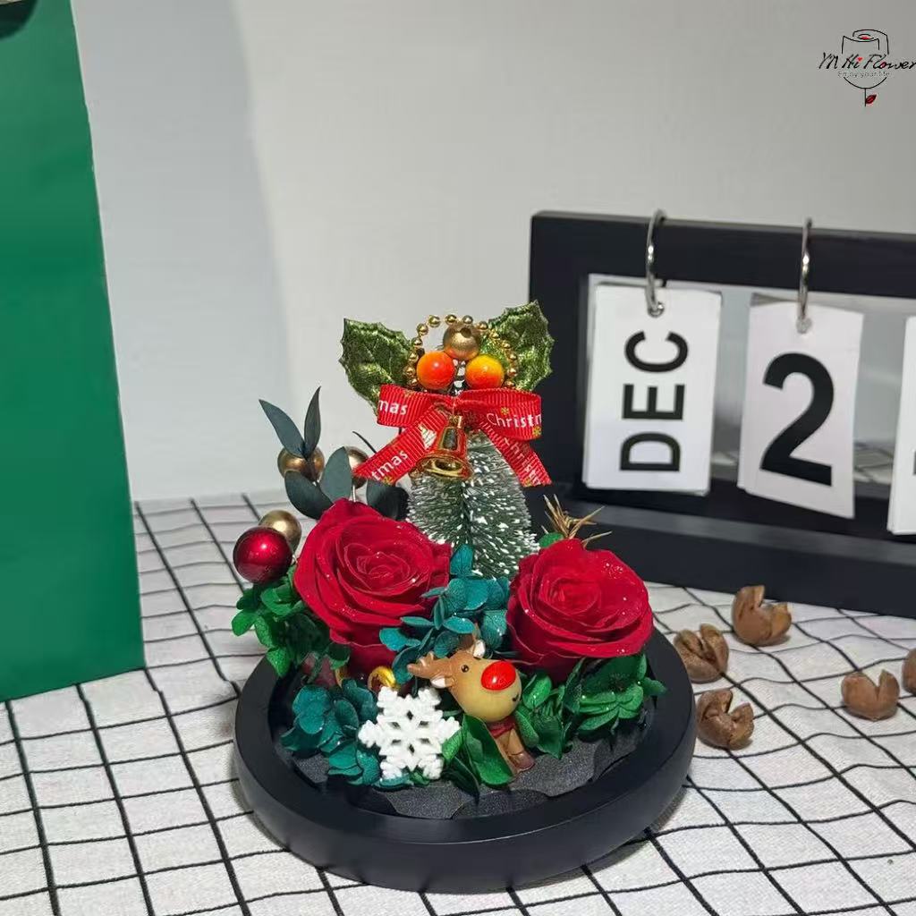 Christmas Eternal Rose Preserved Flower Glass Ball