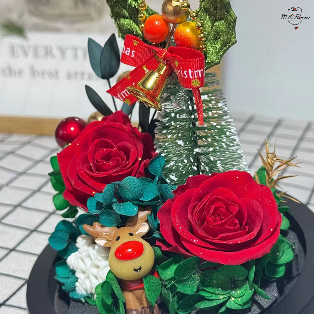 Christmas Eternal Rose Preserved Flower Glass Ball