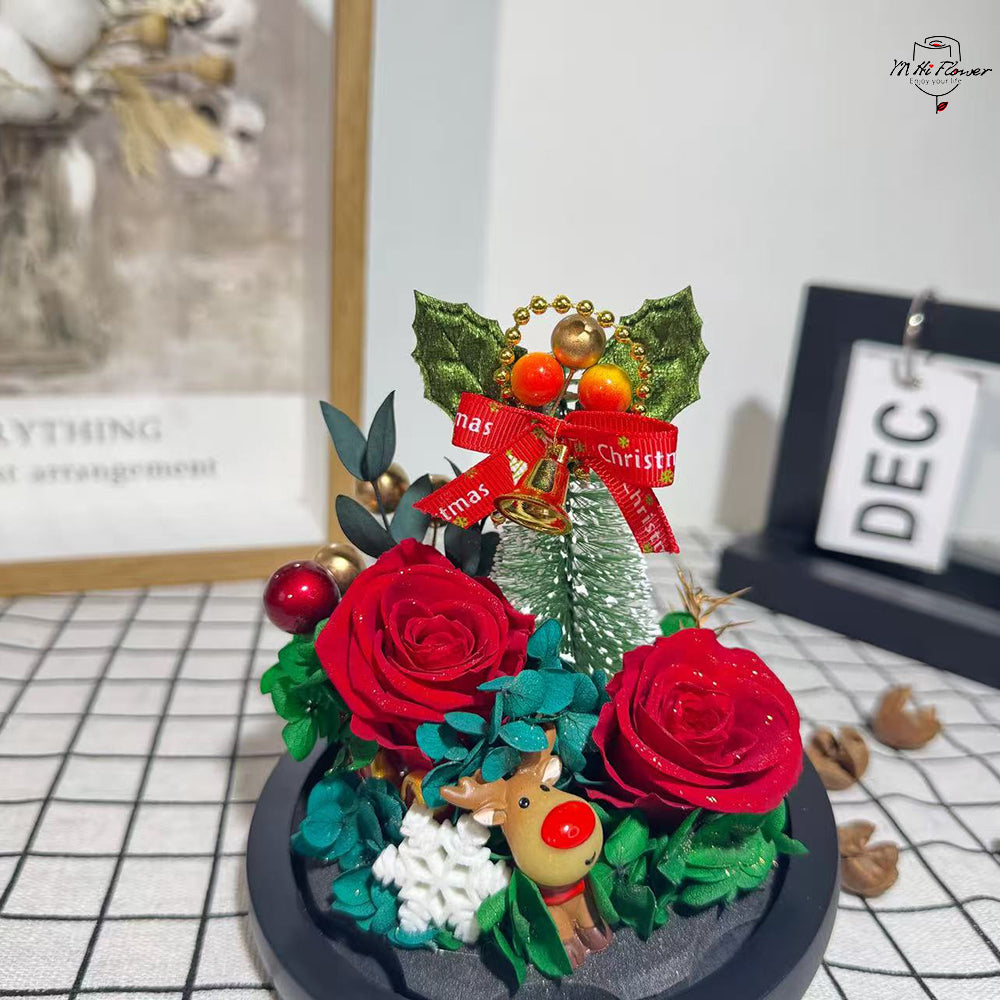 Christmas Eternal Rose Preserved Flower Glass Ball