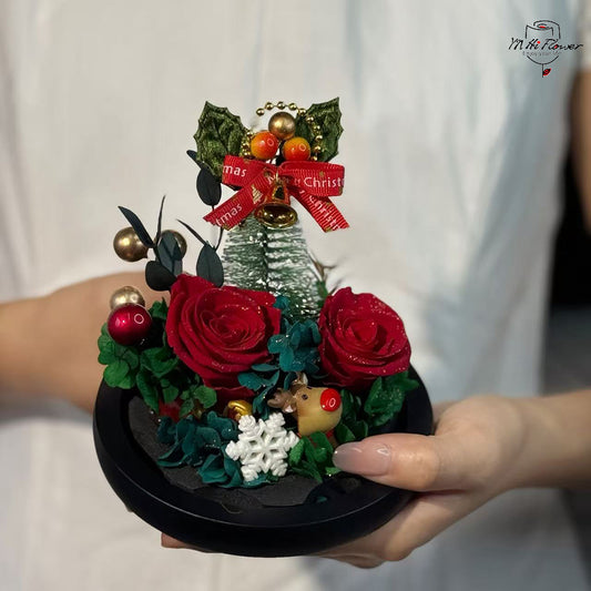 Christmas Eternal Rose Preserved Flower Glass Ball