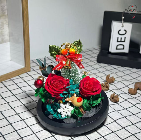 Christmas Eternal Rose Preserved Flower Glass Ball